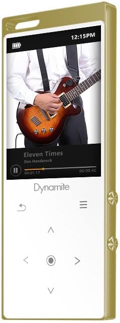 MP3-плейър Samvix Dynamite Kosher обем 8 GB с Bluetooth 4.1, Сензорни бутони, Диктофон (Златисто-бял)